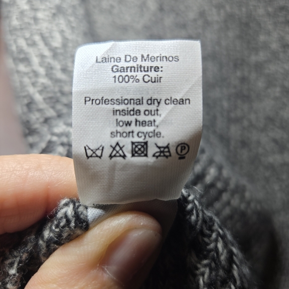 Madewell 100% Wool Gray Sweater with Leather Striped Sleeves Size XS - Picture 9 of 9